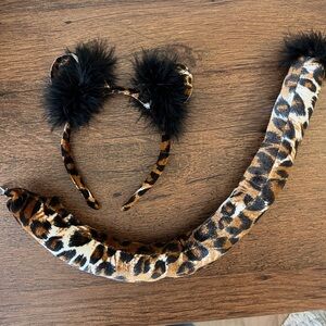 Leopard Print Kids Headband and Tail Set